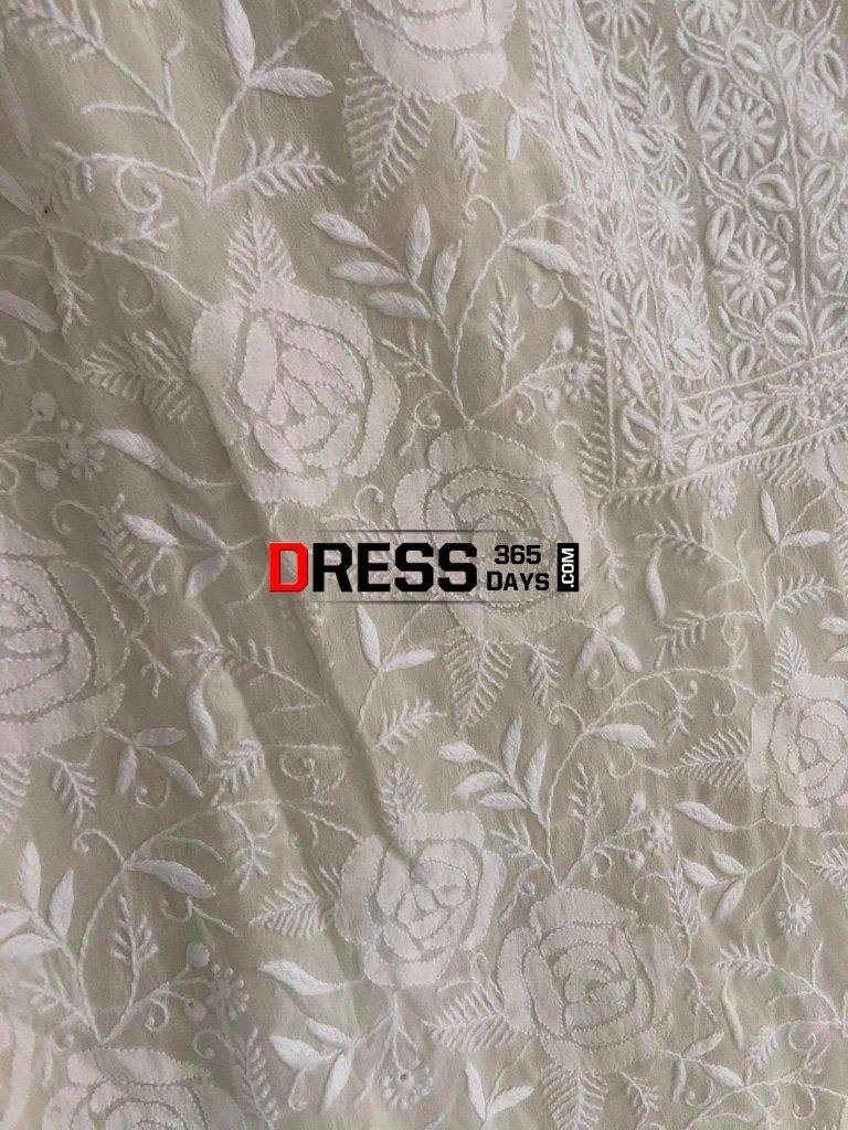 Fine Chikankari Front And Back Embroidered Suit (Lower Included) Suits