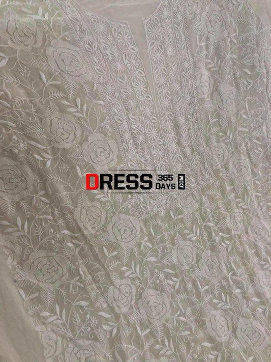 Fine Chikankari Front And Back Embroidered Suit (Lower Included) Suits