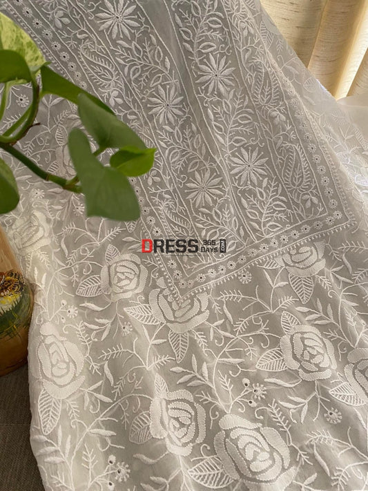 Fine Chikankari Ivory Kurta Dupatta Set Suits