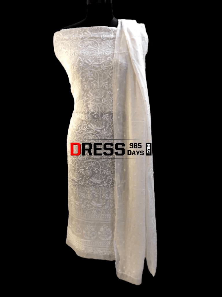 Fine Lucknowi Chikankari & Hand Jaali Work Suit Suits