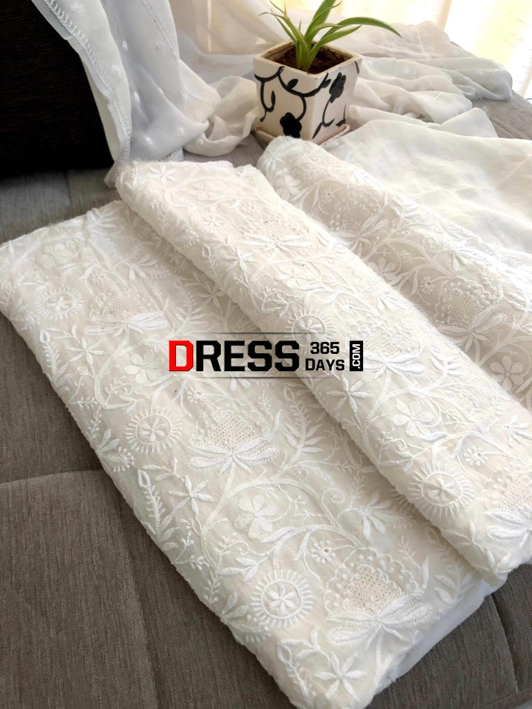 Fine Lucknowi Chikankari & Hand Jaali Work Suit Suits