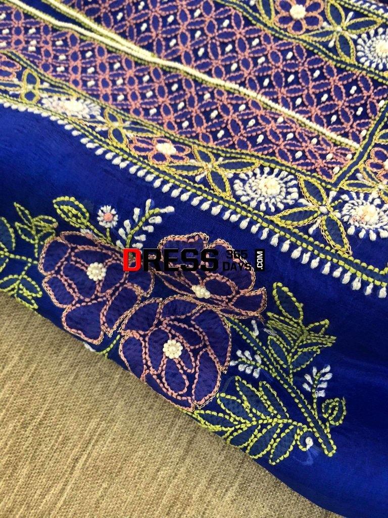 Fine Organza Multicolour Chikankari Suit Suits
