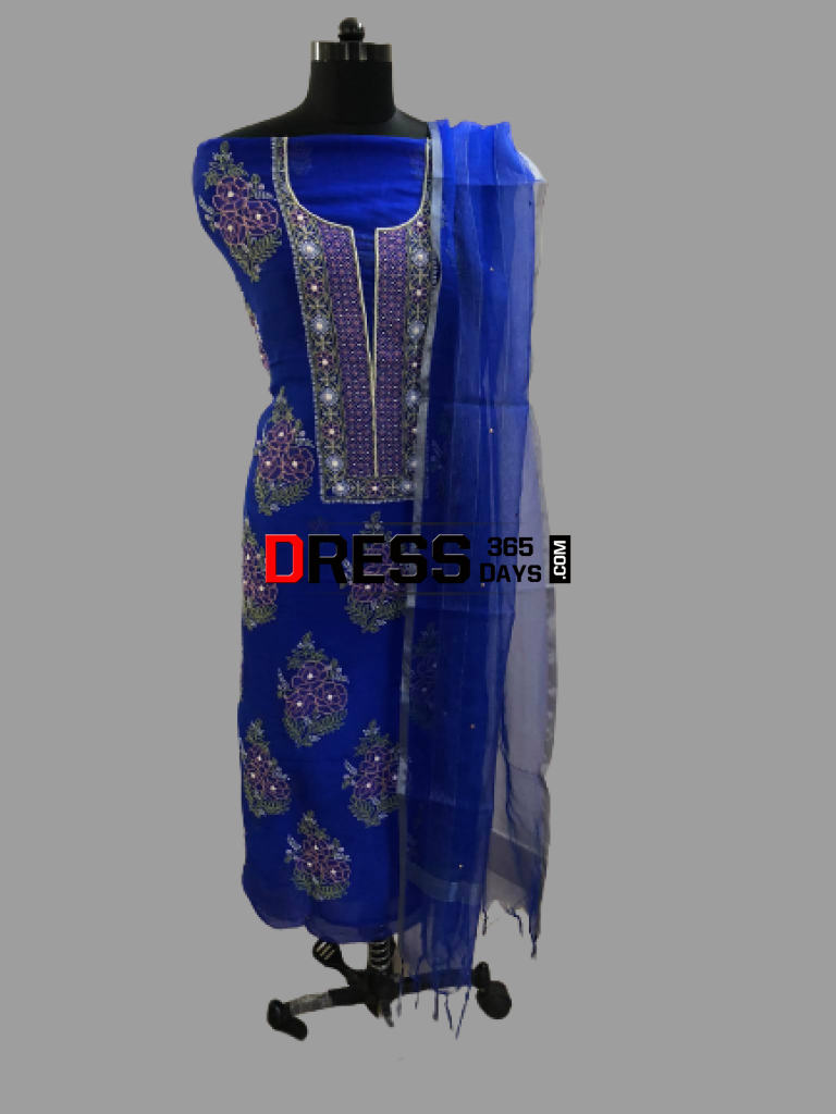 Fine Organza Multicolour Chikankari Suit Suits