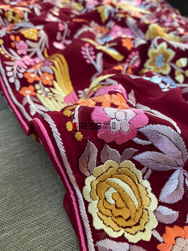 Fine Parsi Gara Multicolour Embroidery Saree