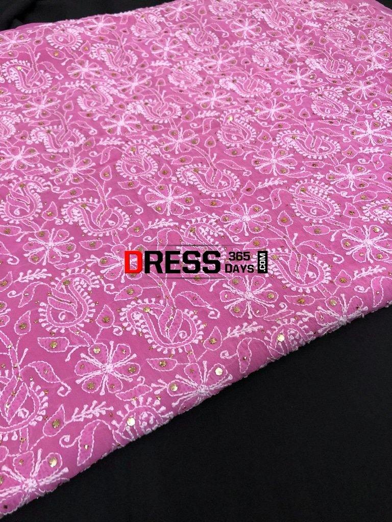 Fuschia Pure Georgette Mukaish Lucknowi Suit Chikankari Suits