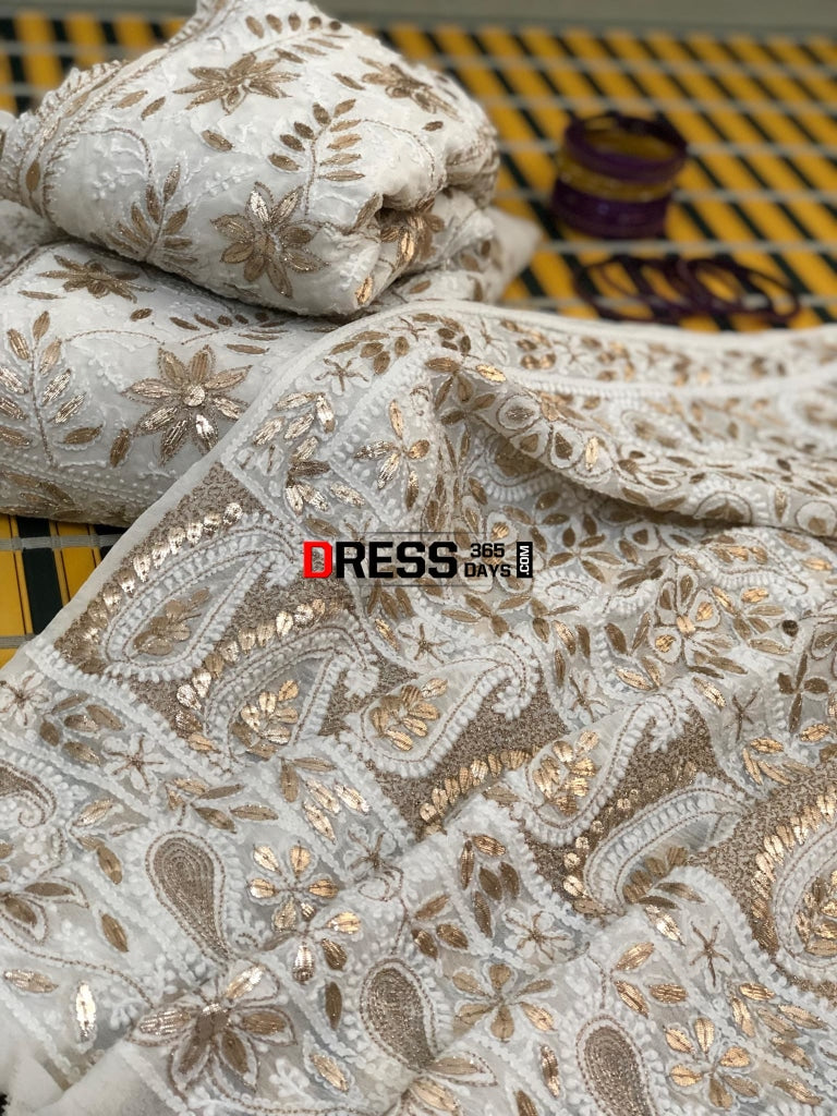 Gota Patti Lucknowi Chikankari Lehenga Set