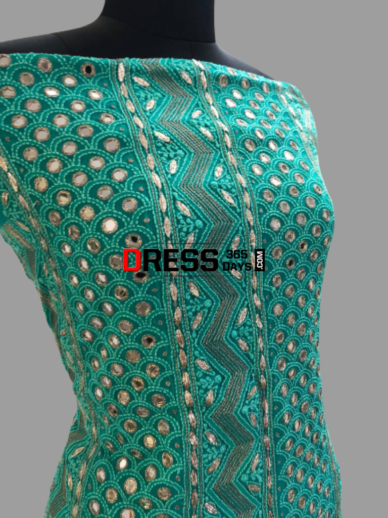 Green Mirror & Gota Patti Chikankari Suit Suits