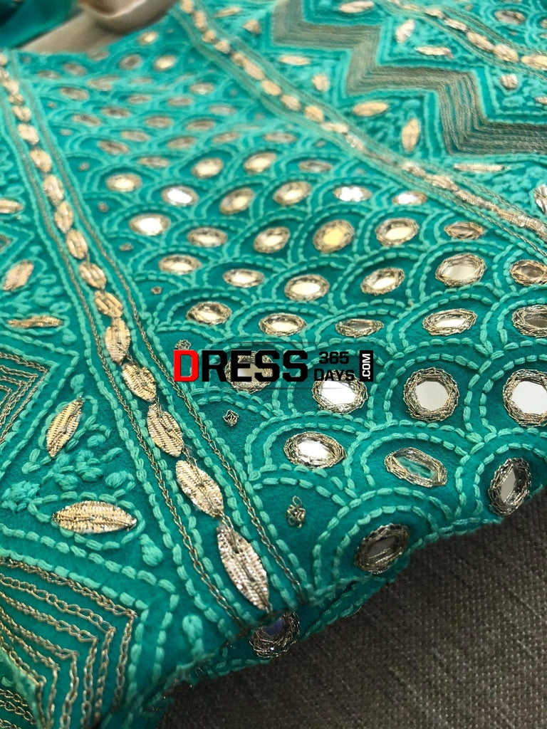 Green Mirror & Gota Patti Chikankari Suit Suits