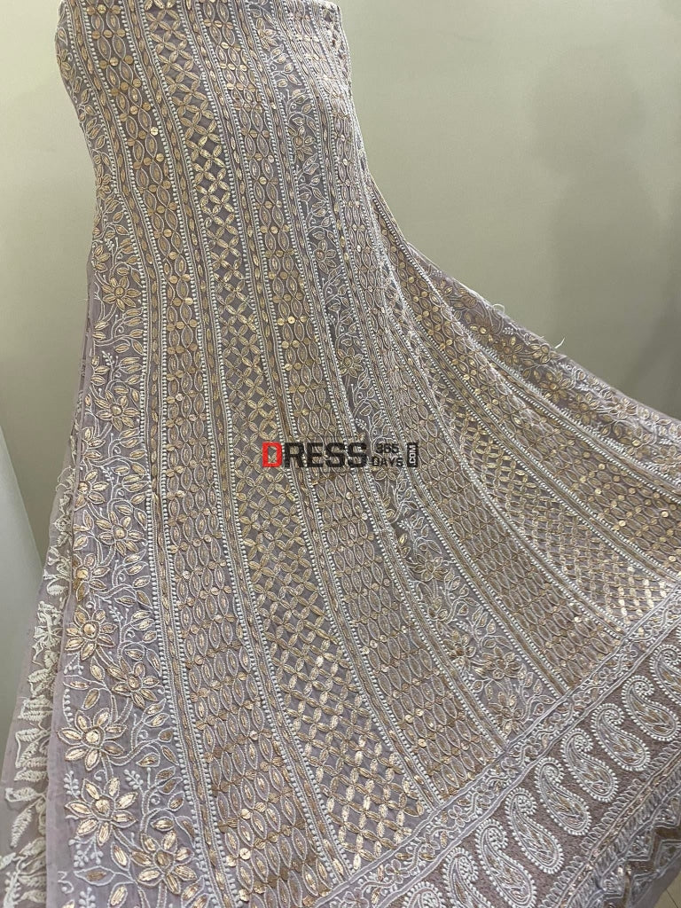 Grey Gota Patti Chikankari Anarkali Suit