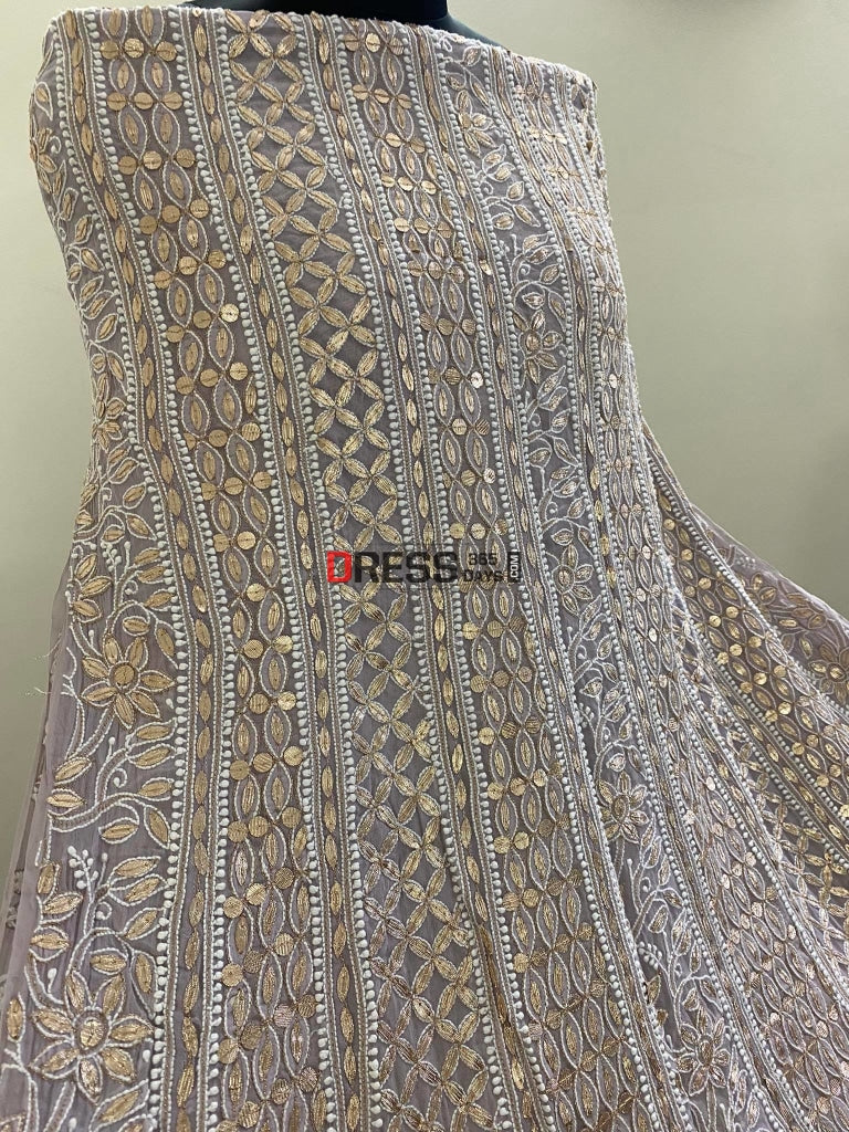 Grey Gota Patti Chikankari Anarkali Suit