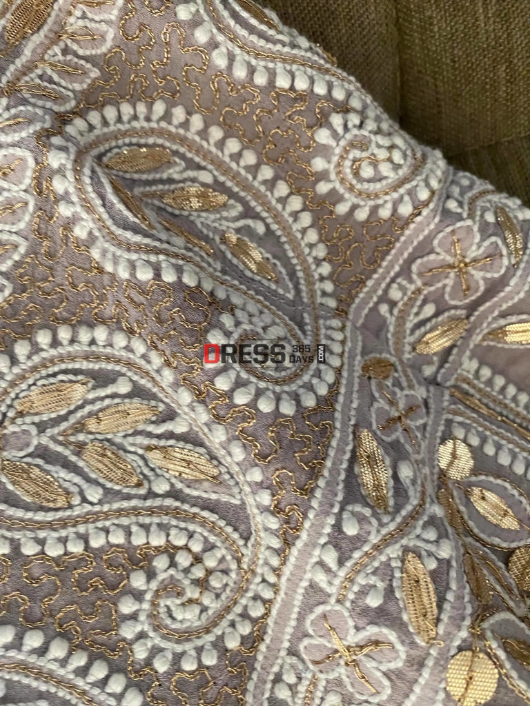 Grey Gota Patti Chikankari Anarkali Suit