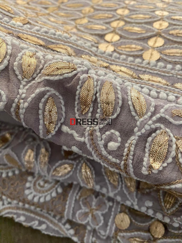 Grey Gota Patti Chikankari Anarkali Suit