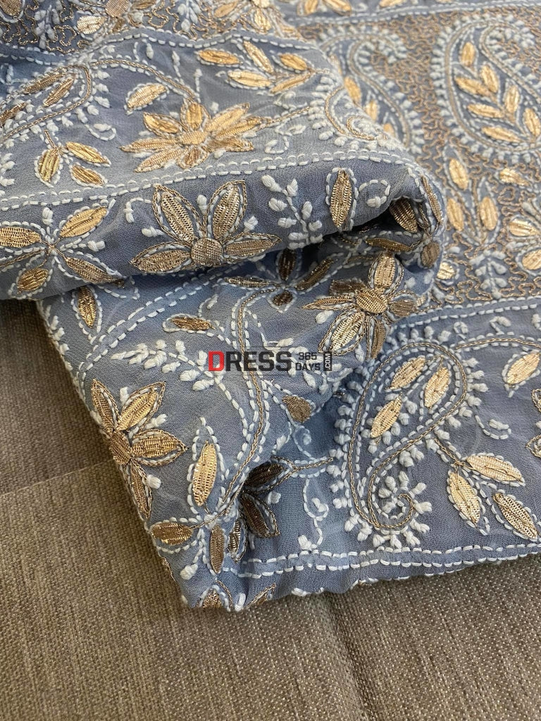 Grey Gota Patti Chikankari Saree