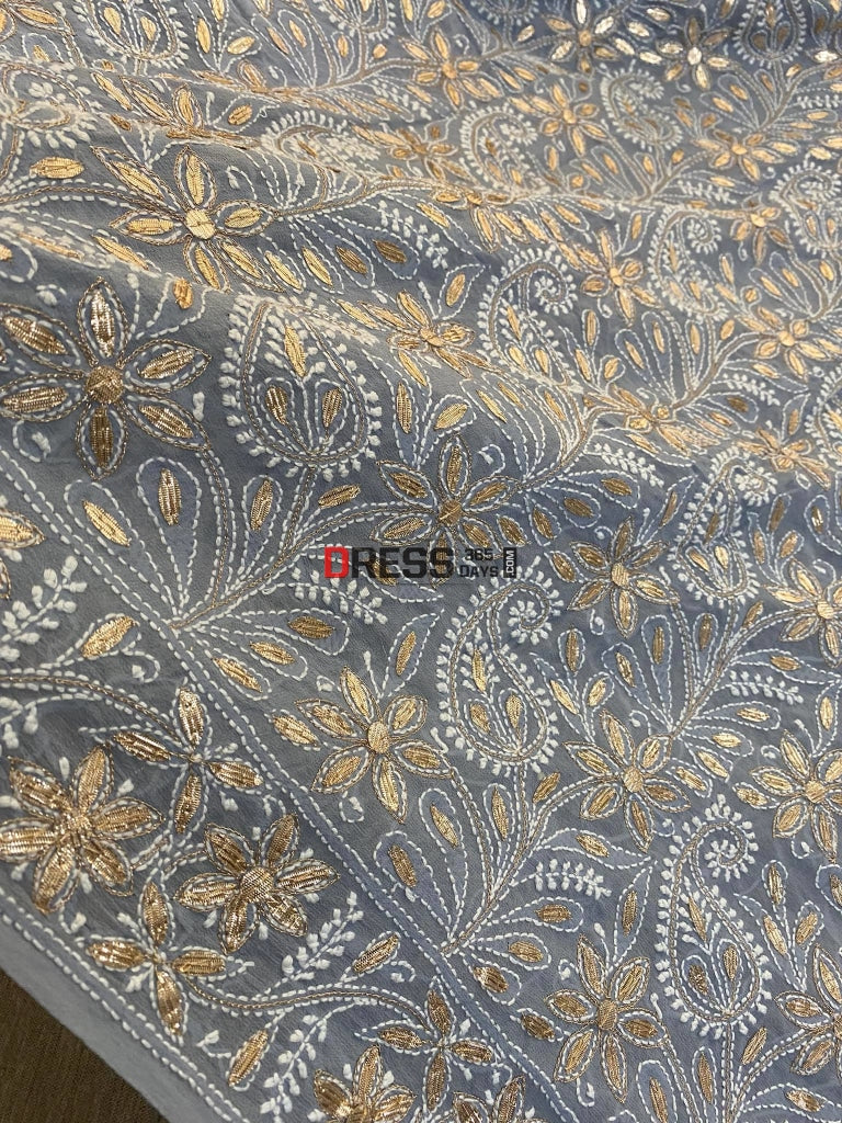 Grey Gota Patti Chikankari Saree