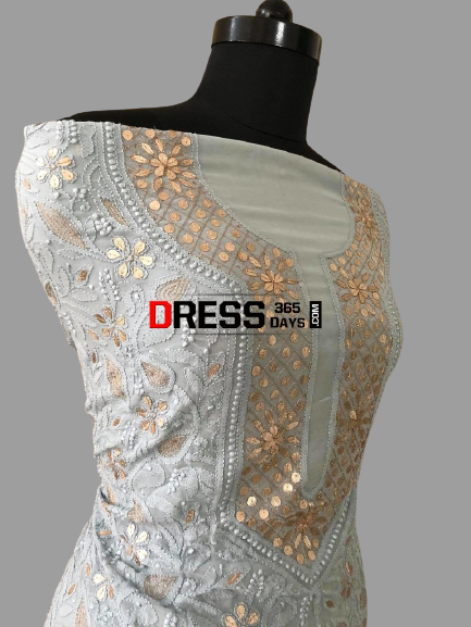 Grey Gota Patti Chikankari Suit - Dress365days