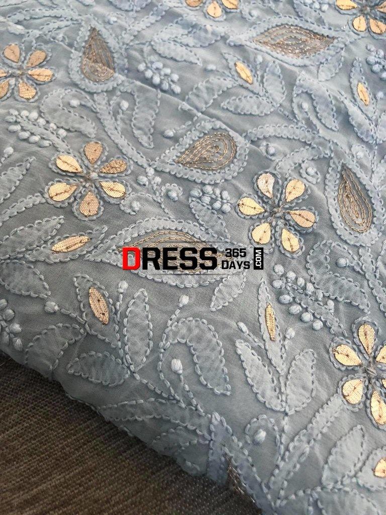 Grey Gota Patti Chikankari Suit Suits