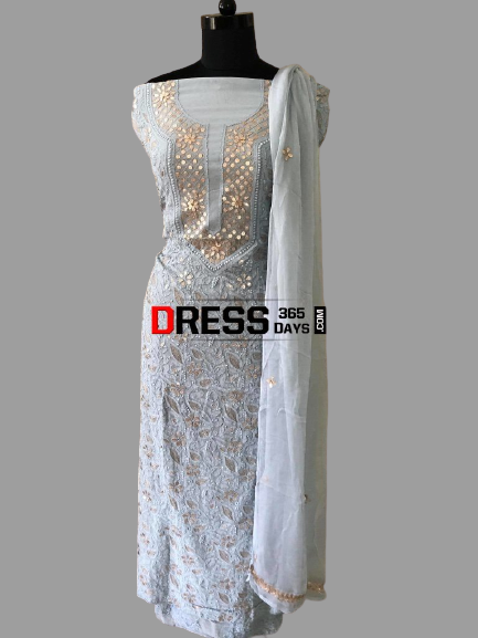 Grey Gota Patti Chikankari Suit - Dress365days