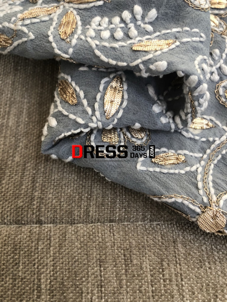Grey Gota Patti Lucknowi Chikankari Dupatta