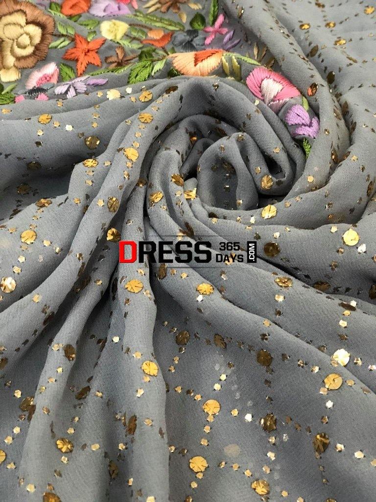 Grey Kamdani And Parsi Gara Suit Suits