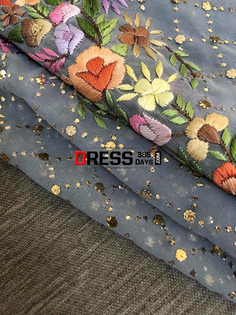 Grey Kamdani And Parsi Gara Suit Suits