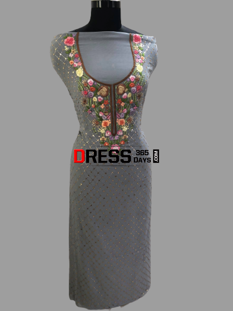 Grey Kamdani And Parsi Gara Suit Suits