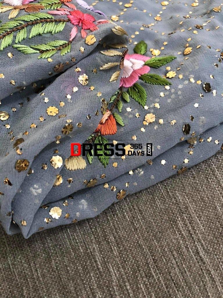 Grey Kamdani And Parsi Gara Suit Suits