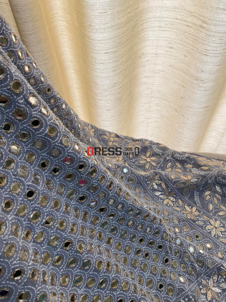 Grey Mirror & Gota Patti Chikankari Dupatta