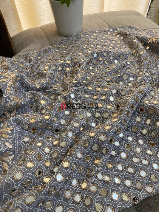 Grey Mirror & Gota Patti Chikankari Dupatta