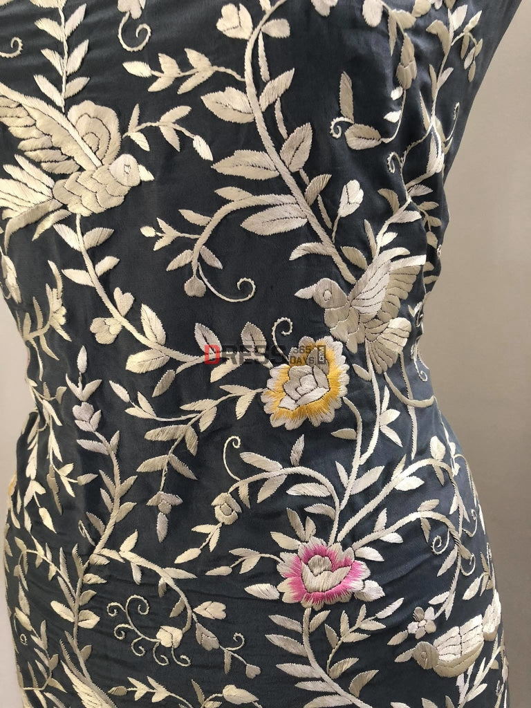 Grey Parsi Gara Hand Embroidered Suit (Three Piece) Suits