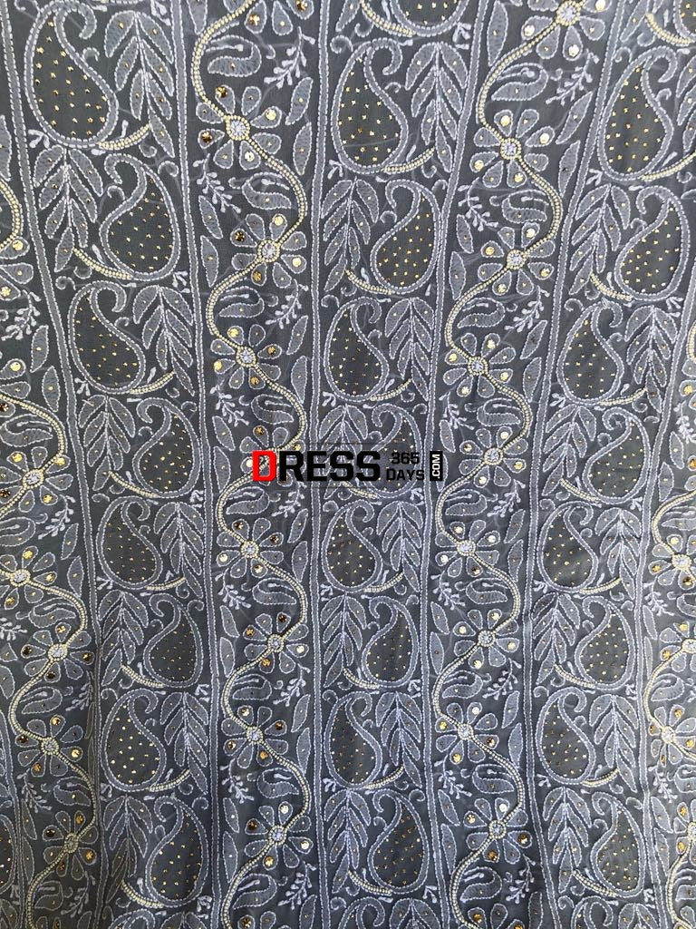 Grey Pearl And Chikankari Mukaish Suit Suits