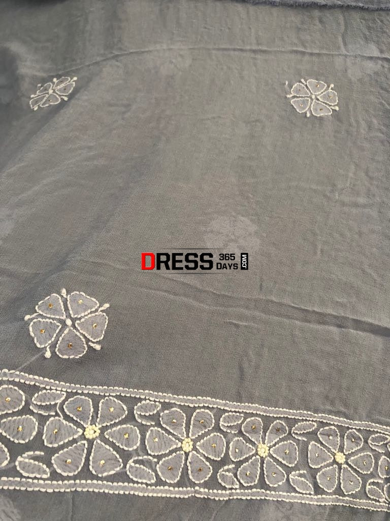 Grey Pearl And Chikankari Mukaish Suit Suits