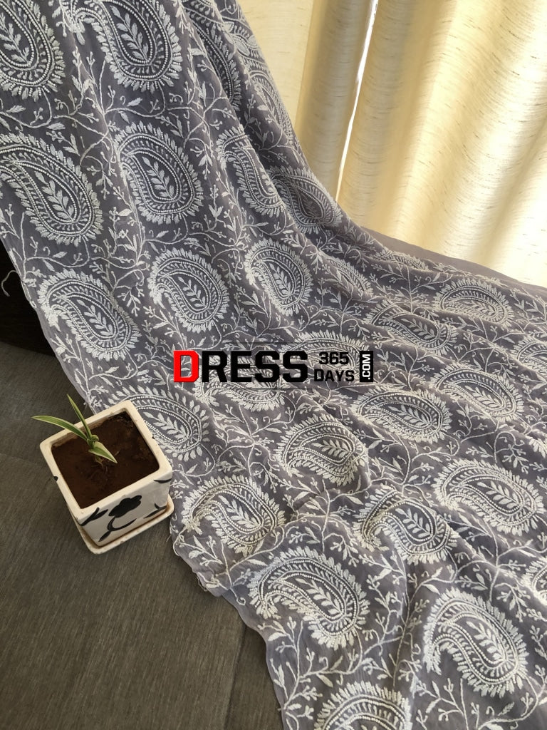 Grey Pearl Lucknowi Chikankari Suit Suits