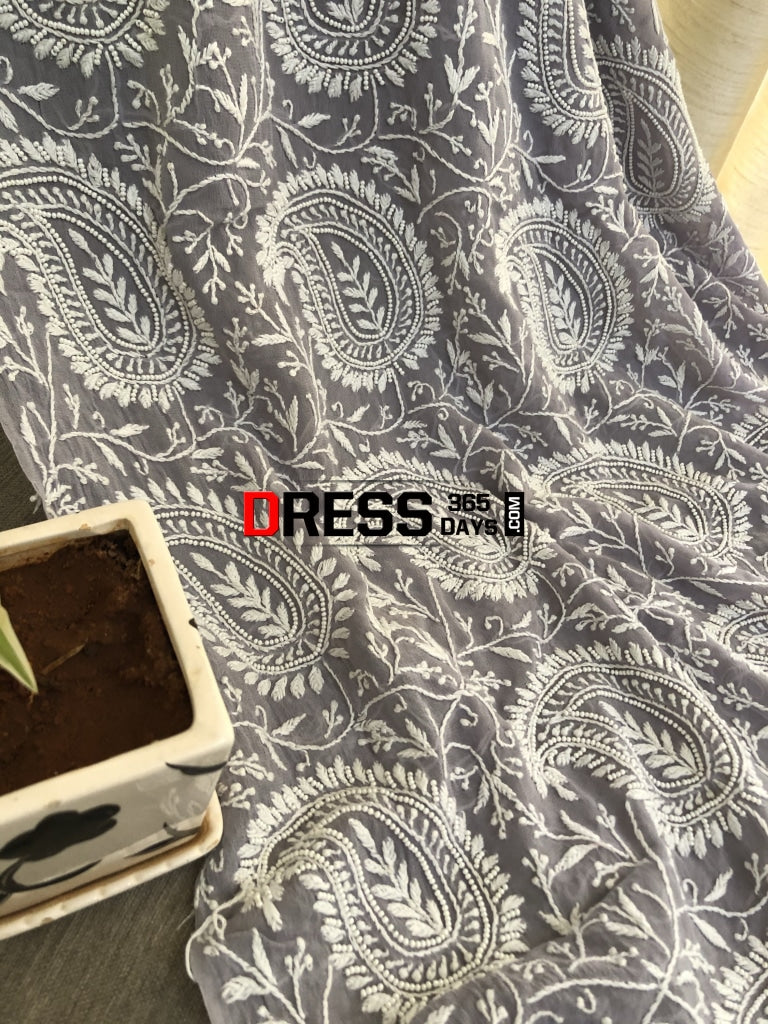 Grey Pearl Lucknowi Chikankari Suit Suits