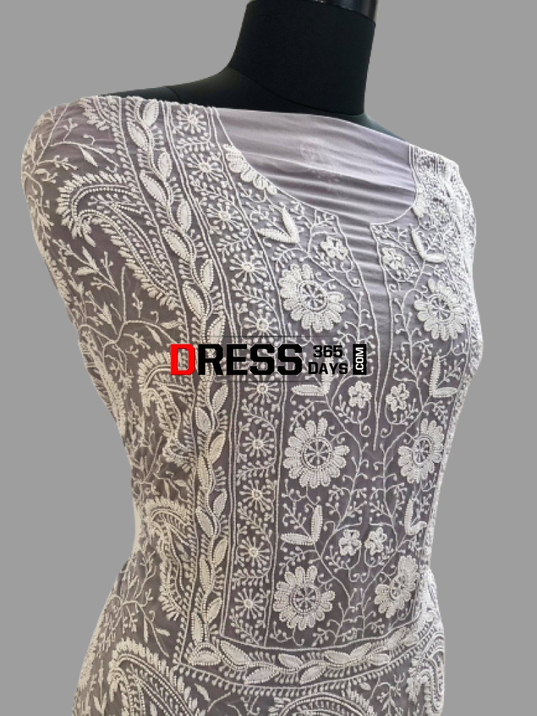 Grey Pearl Lucknowi Chikankari Suit Suits