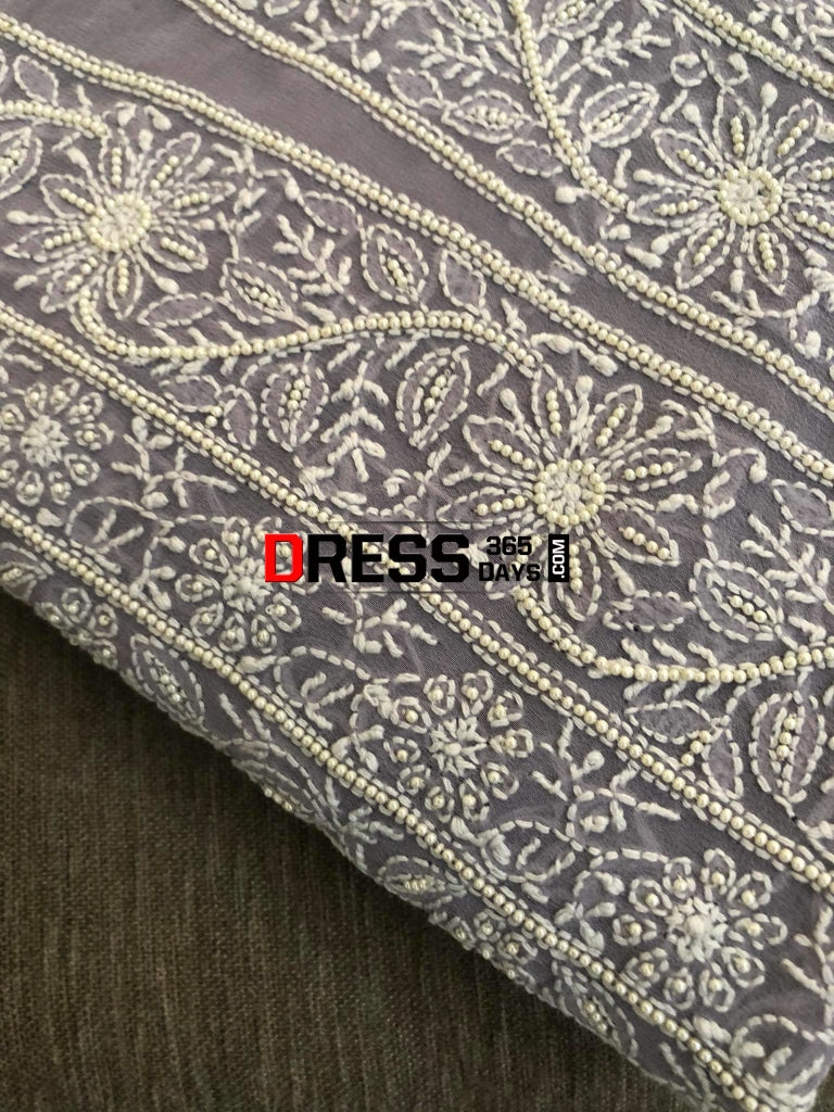Grey Pearl Lucknowi Chikankari Suit Suits