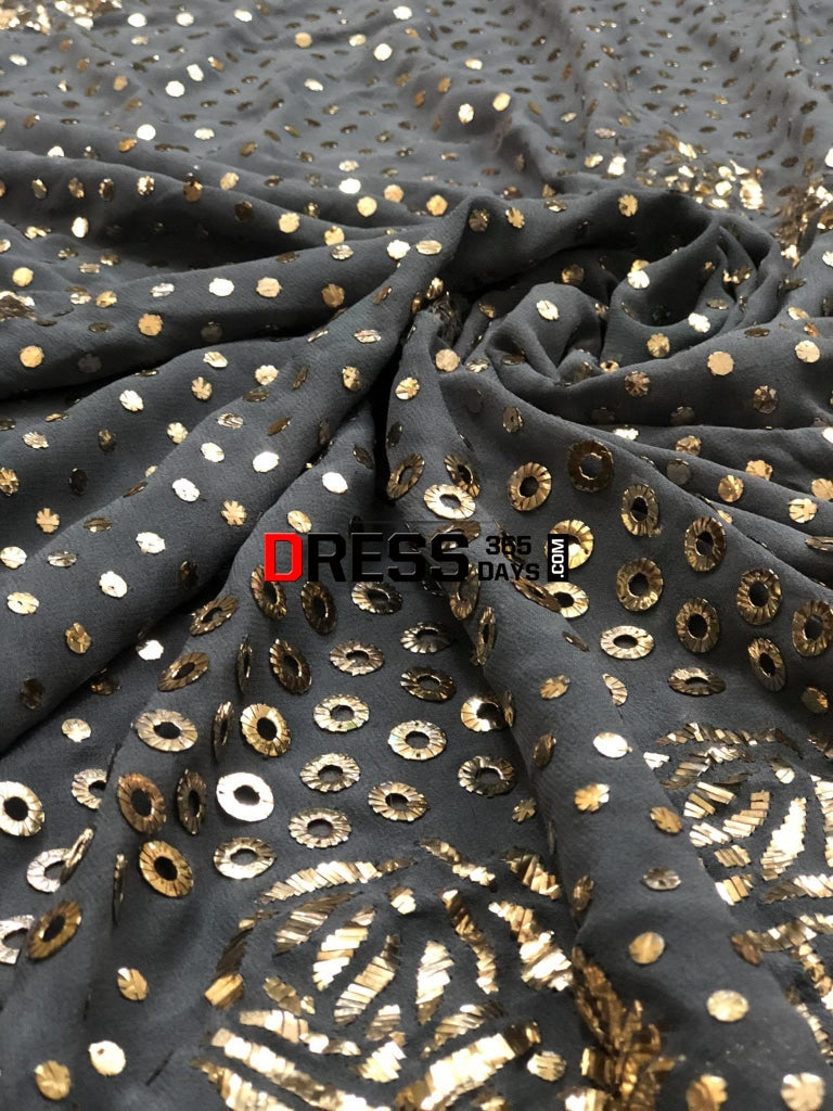 Grey Pure Georgette Kamdani Suit Chikankari Suits