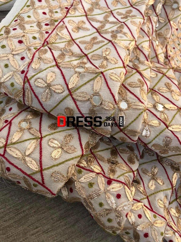 Hand Crafted Mirror And Gota Patti Dupatta Chikankari