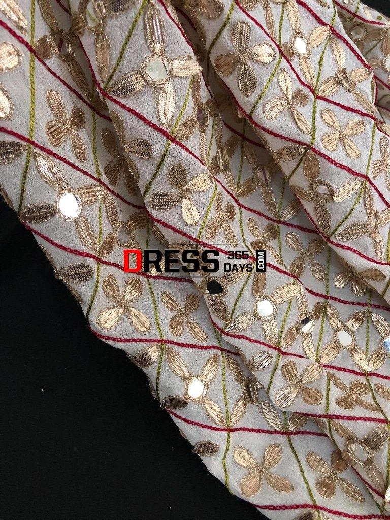 Hand Crafted Mirror And Gota Patti Dupatta Chikankari