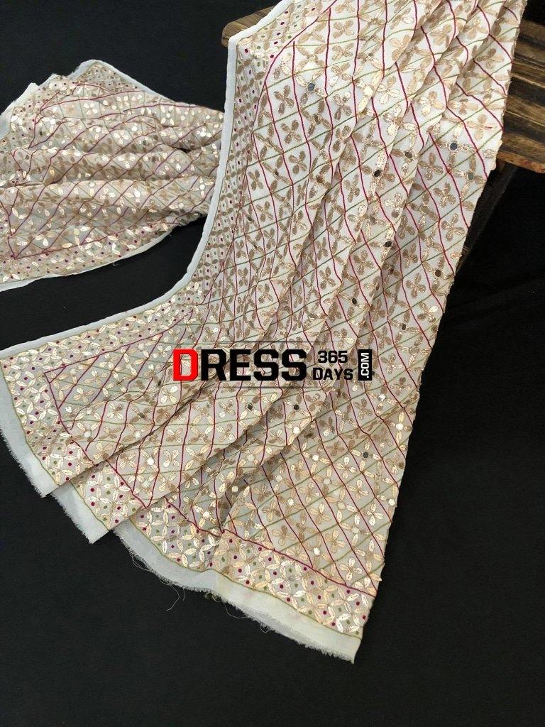 Hand Crafted Mirror And Gota Patti Dupatta Chikankari