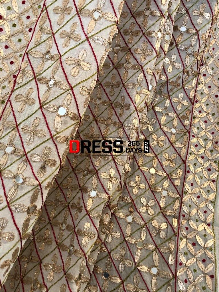 Hand Crafted Mirror And Gota Patti Dupatta Chikankari