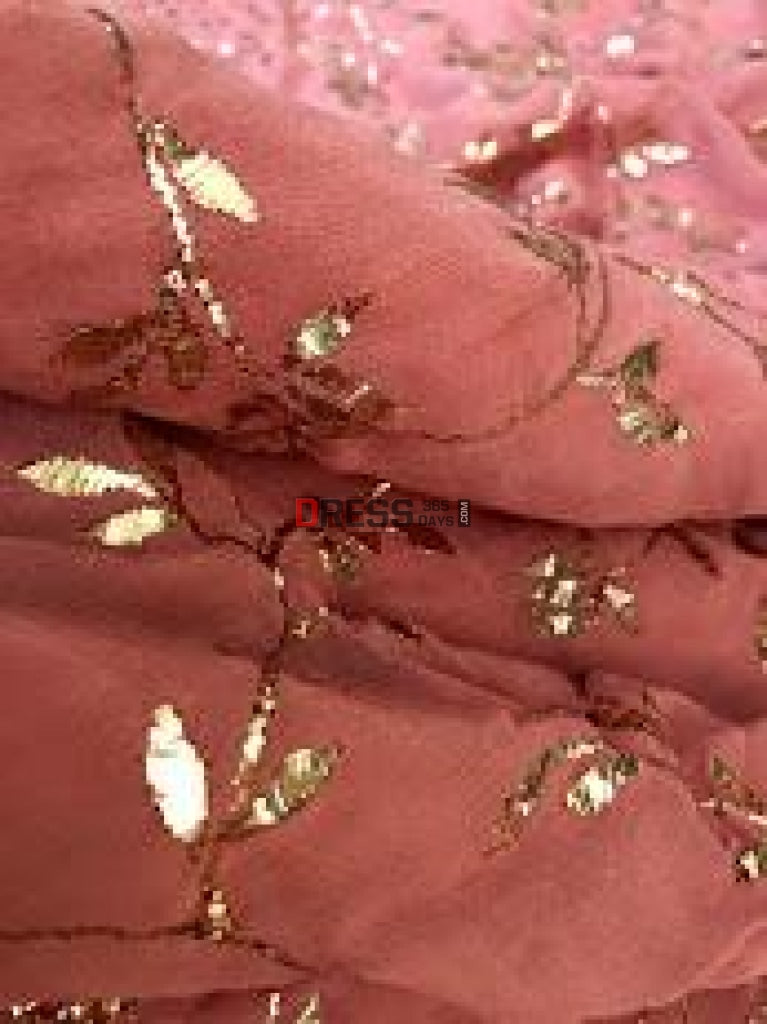 Pure Georgette Mukaish Saree Chikankari