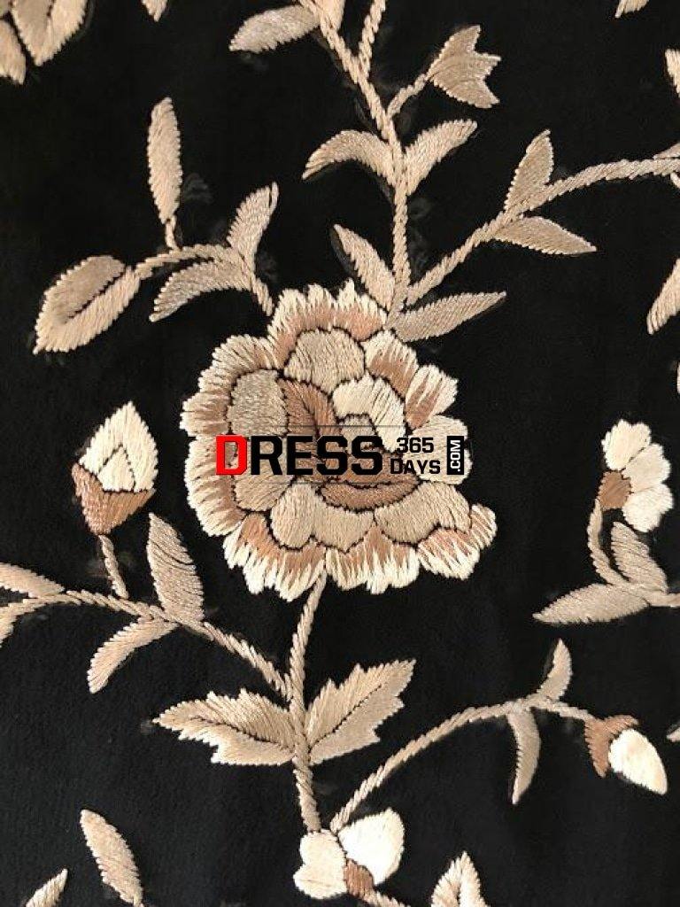 Hand Embroidered Black Parsi Gara Saree
