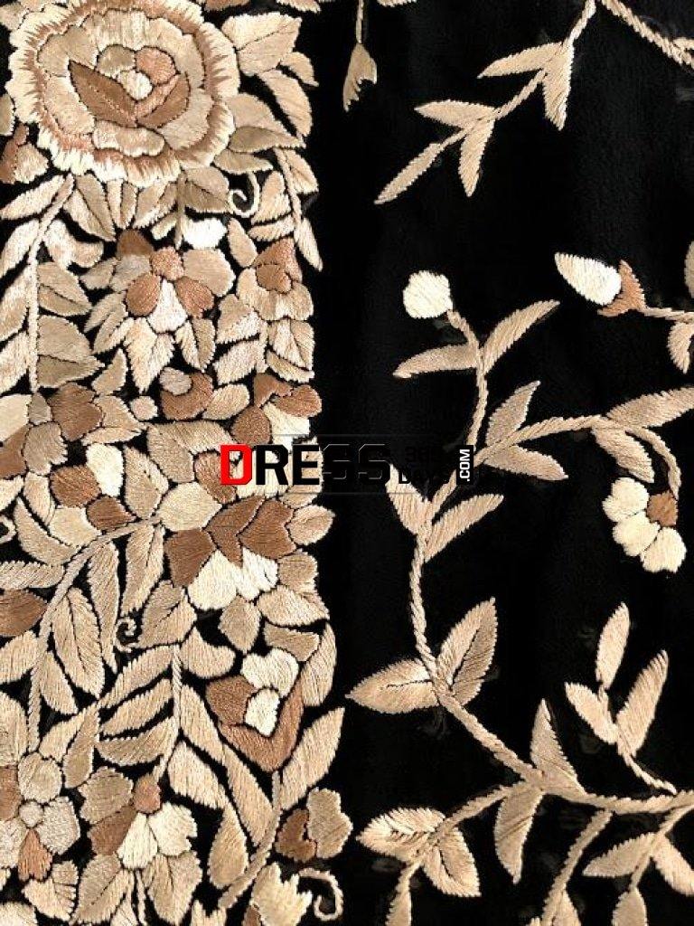 Hand Embroidered Black Parsi Gara Saree