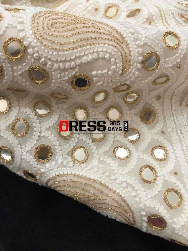 Hand Embroidered Chikankari Gota Patti And Mirror Work Saree