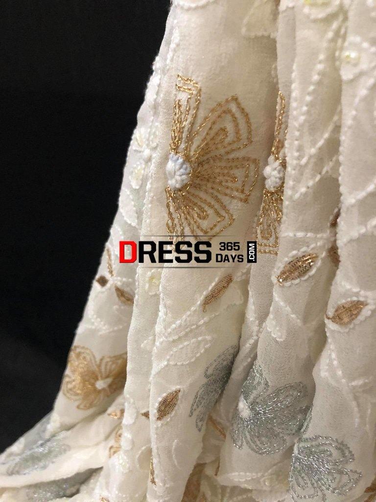 Hand Embroidered Chikankari Gota Patti And Mirror Work Saree
