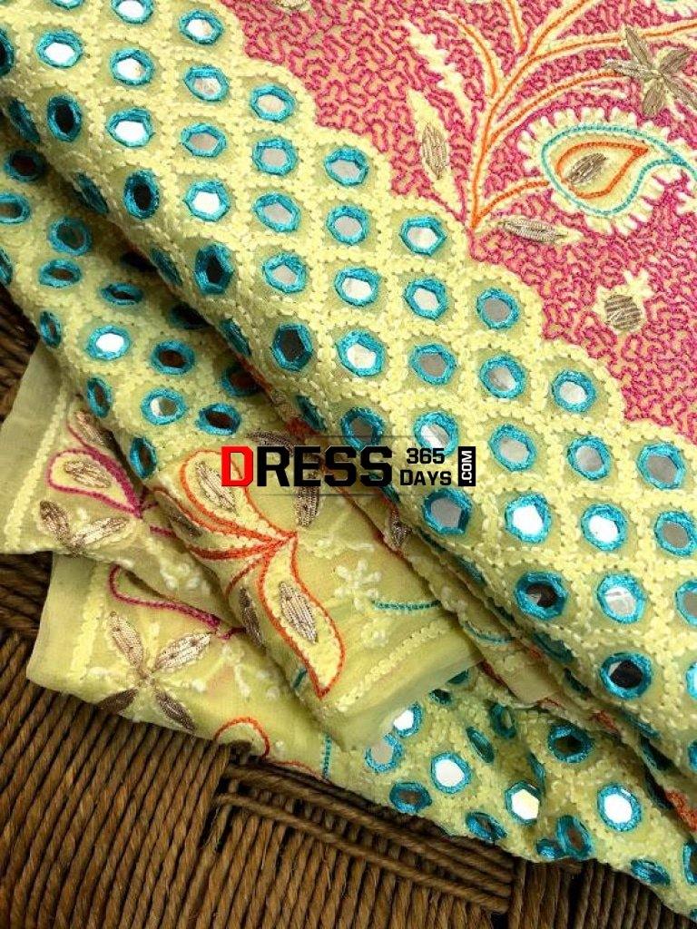 Multicolour Chikankari Gota Patti Mirror Work Saree