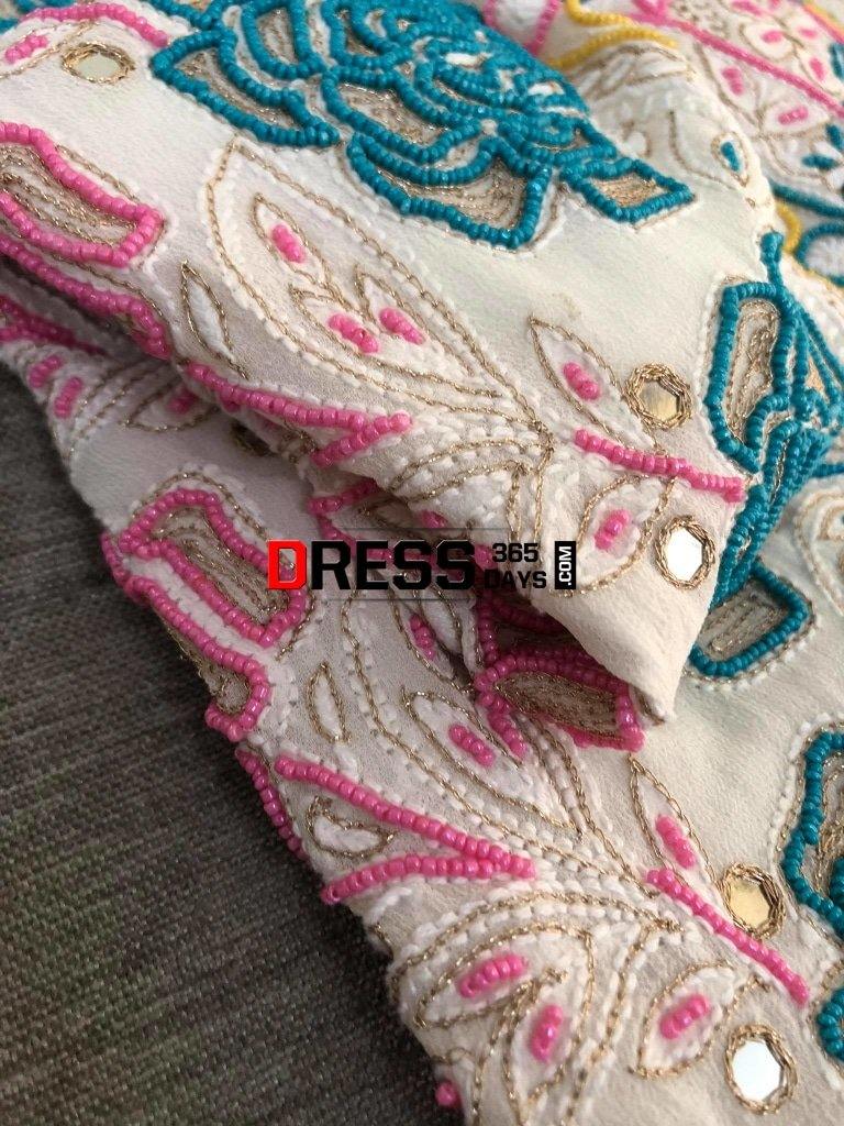 Hand Embroidered Multicolour Pearls Chikankari Suit Suits