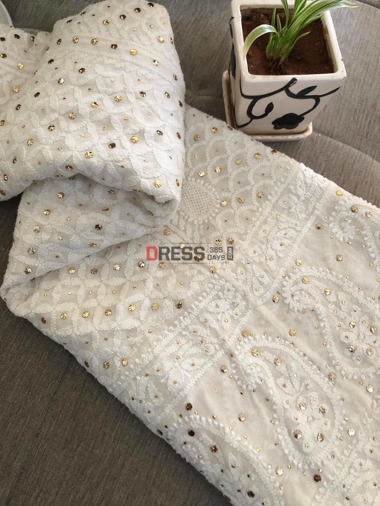 Hand Jaali Lucknowi Chikankari Kamdani Lehenga Skirt(Only Skirt)