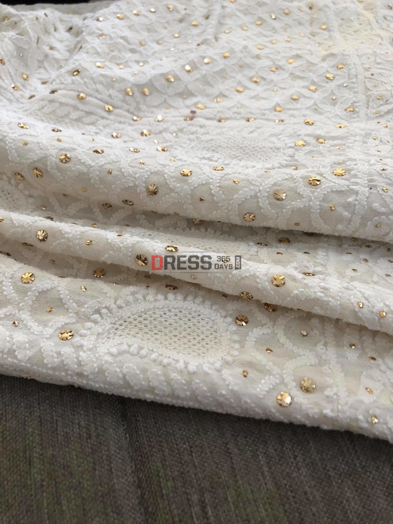 Hand Jaali Lucknowi Chikankari Kamdani Lehenga Skirt(Only Skirt)