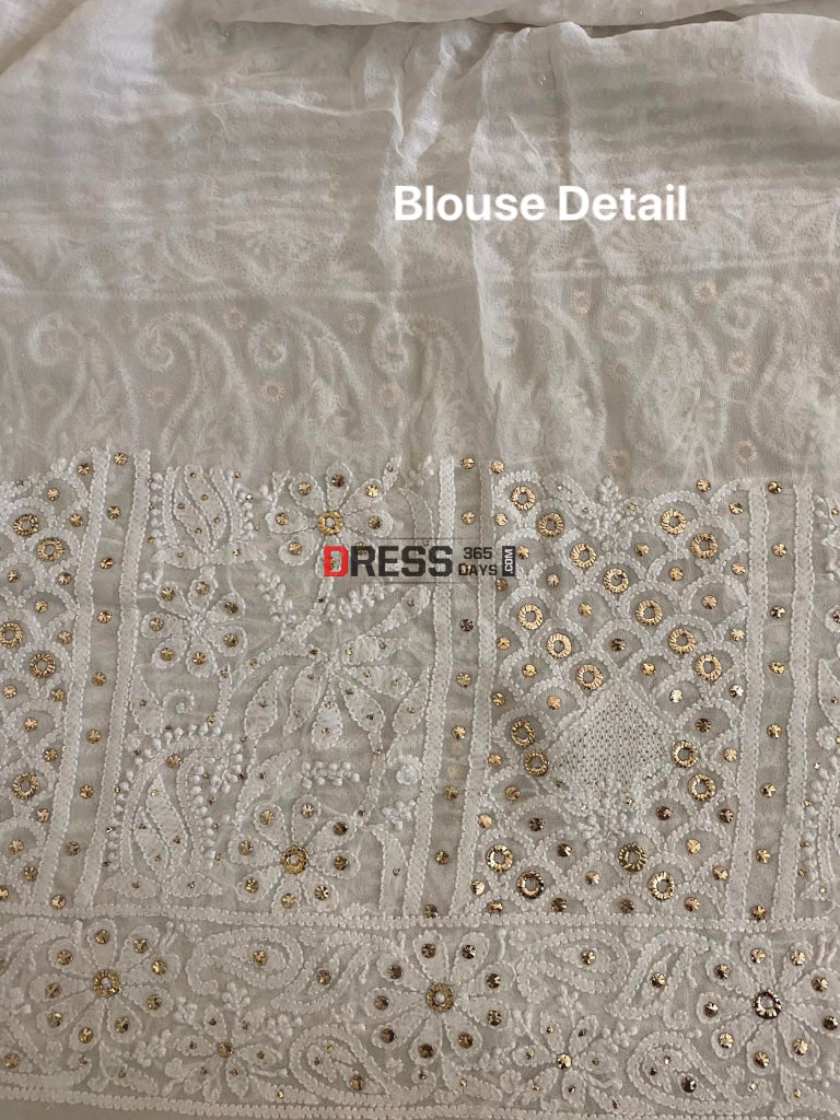 Hand Jaali & Ring Mukaish Chikankari Saree